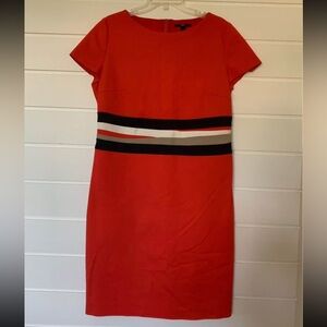 Hugo Boss Red Dress with Black and White Stripes